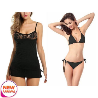 Combo Set of 2 Sexy and Stylish Lingerie Babydoll and Bra panty set Free Size Black color