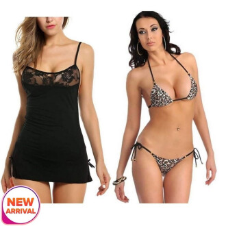 Combo Set of Sexy and Stylish Lingerie Babydoll and Bra panty set Black color