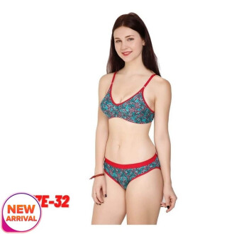 Lingerie for Honeymoon Bra Panty Set for Women Babydoll Sexy Lingerie for Honeymoon Size 32 Green Color