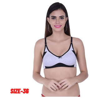 Women's Cotton Non Padded Daily Workout Sports Gym Bra Size 36 Black Color