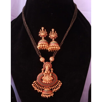 Gold Polish God Laxmi Desing Pendant Set