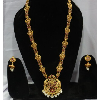 God Laxmi Design Gold Polish Necklace Set