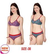 Set of 2 Lingerie for Honeymoon Bra Panty Set for Women Babydoll Sexy Lingerie for Honeymoon Size 36 Red and Green Color