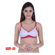 Women's Cotton Non Padded Daily Workout Sports Gym Bra Size 32 Red Color