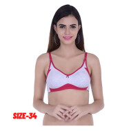 Women's Cotton Non Padded Daily Workout Sports Gym Bra Size 34 Red Color