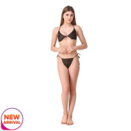 Women's Soft Non Padded Bra Panty Set Sexy Lingerie Set for Honeymoon Bridal Set Lace Push up Sexy Swimwear Bikini Set Free Size Black Color