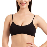 Women Padded Cotton Sports 6 Strap Fancy Bra Full Adjustable Straps Free Size Black Color