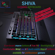 Redragon K512 SHIVA RGB Membrane Gaming Keyboard with Multimedia Keys, 6 Extra On-Board Macro Keys, Dedicated Media Control, Detachable Wrist Rest