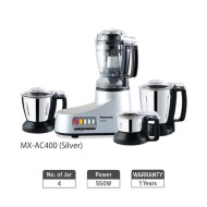 Panasonic MX-AC400 550W 4 Jar Super Mixer Grinder - (Silver)