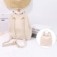 XimiVogue Light Apricot Simple Casual Style PU Handbag Backpack