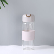 Ximi Vogue Gray Glass Water Bottle with Anti-Scald Sleeve