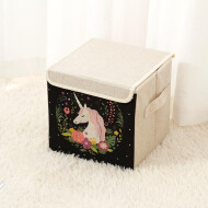 XimiVogue Unicorn Series Flowers Fabric Storage Bin (Small)