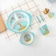 XimiVogue 5-in-1 Bamboo Fibre Tableware Set 008-Giraffe