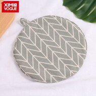 XimiVogue Green Geometry Pattern Round Pot Mat