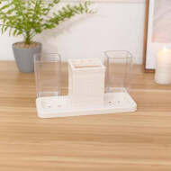 XimiVogue White Embossed Toiletries Holder