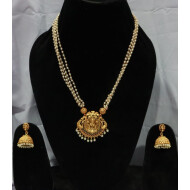 God Laxmi Desing  Ruby green moti Pendant Set