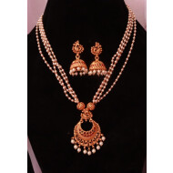 Gold Polish ruby green moti Pendant Set